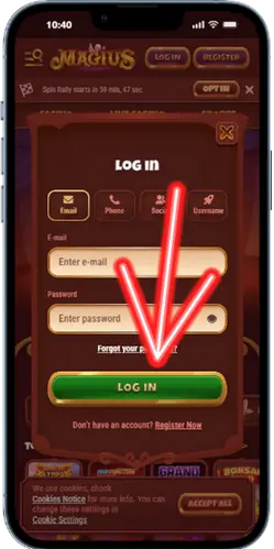 Magius login button