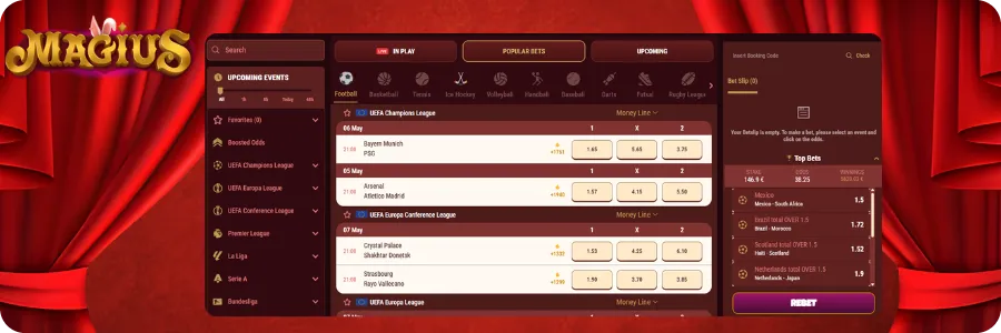 Magius Sports Betting Options